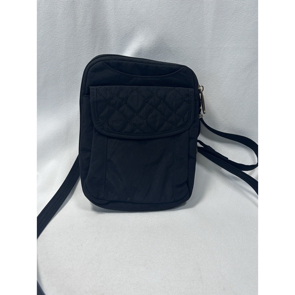Travelon Anti-theft Signature Quilted Slim Pouch Bag, Black 7 X 8.5